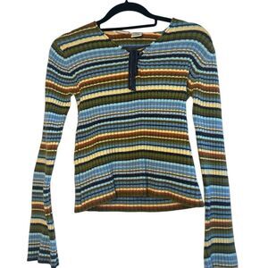 Arizona Jean Company Vintage Y2K Colorful Striped Blouse - Gilmore Girls Vibes